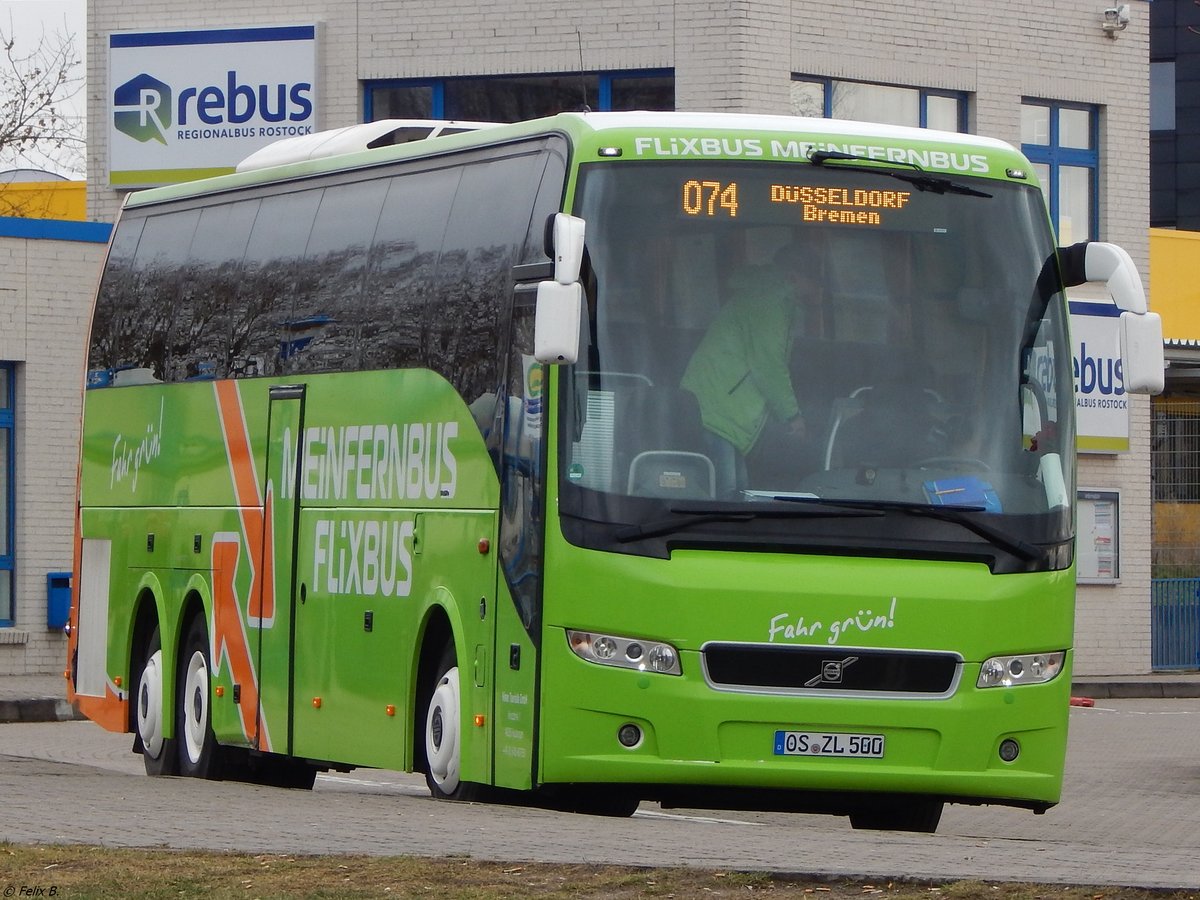 Volvo 9700 von Flixbus/Höner Touristik aus Deutschland in Rostock am 25.01.2018