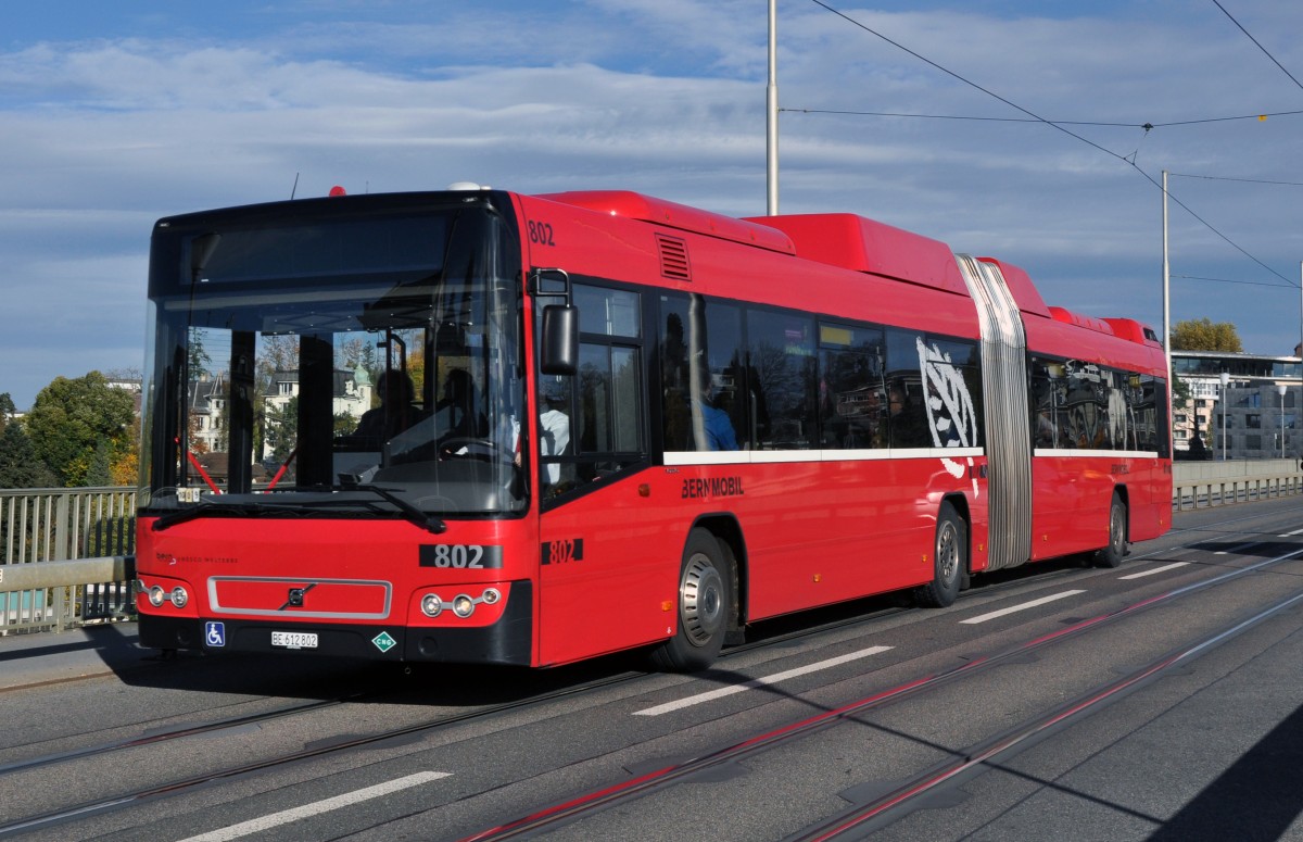 Volvo Bus mit der Betriebsnummer 802 auf der Linie 10 auf der Kornhausbrcke. Die Aufnahme stammt vom 08.11.2013.