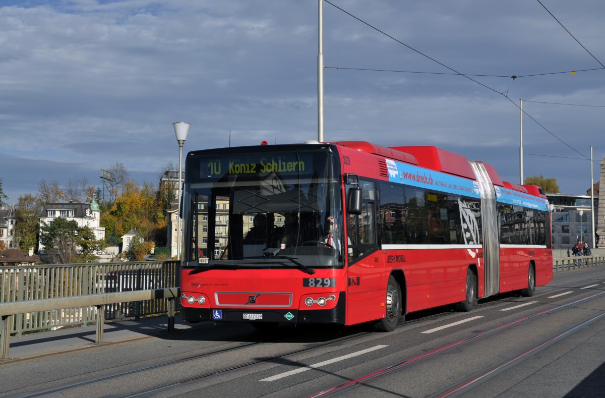 Volvo Bus mit der Betriebsnummer 829 auf der Linie 10 auf der Kornhausbrcke. Die Aufnahme stammt vom 08.11.2013.