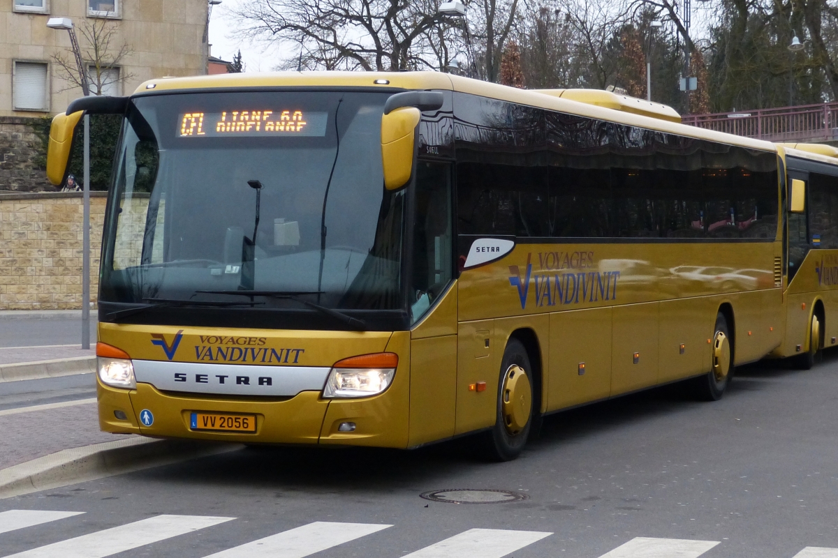 VV 2056, Setra S 416 UL von Vandivinit,als SEV auf der Linie 60 unterwegs, aufgenommen am Bahnhof in Bettembourg. 05.04.2013