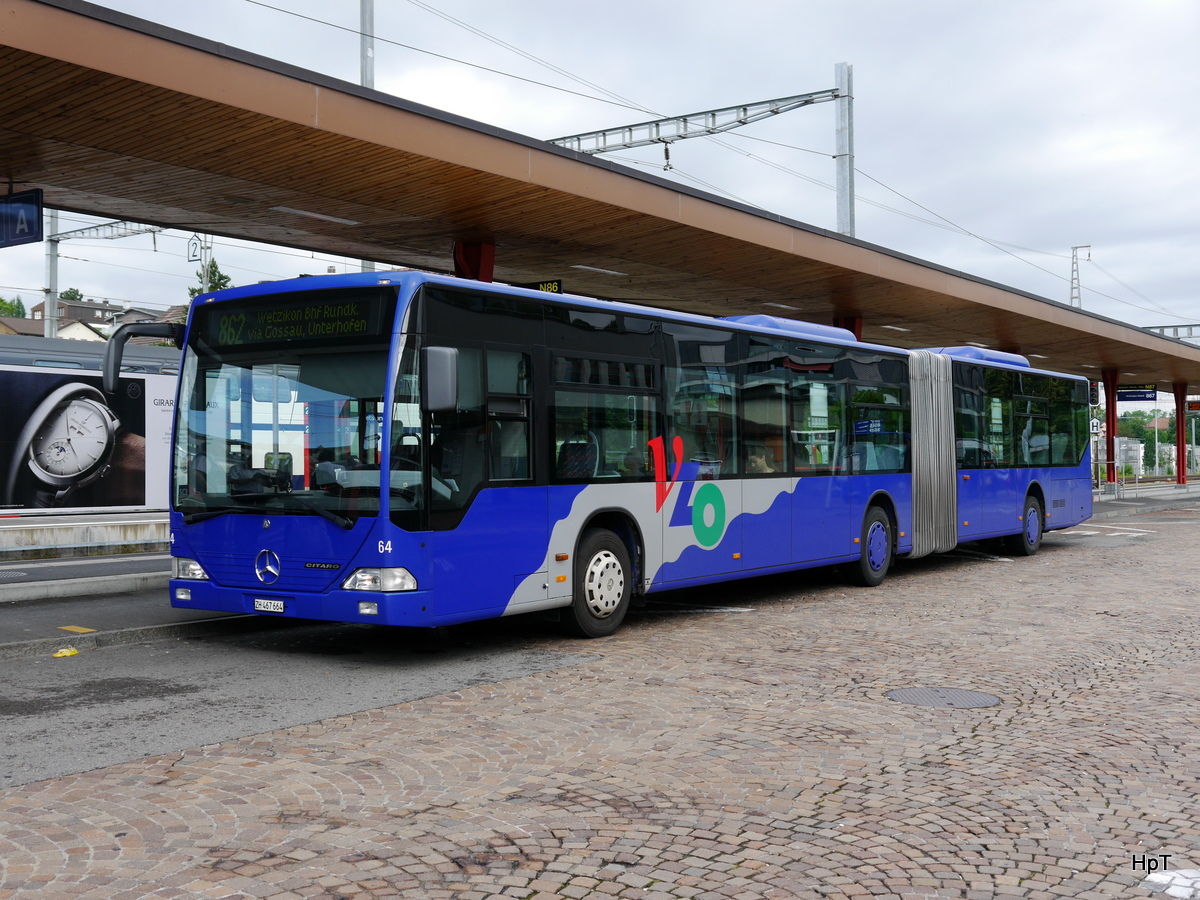 VZO - Mercedes Citaro Nr.64  ZH 467664 unterwegs auf der Linie 862 beim Bahnhof Wetzikon am 29.06.2016