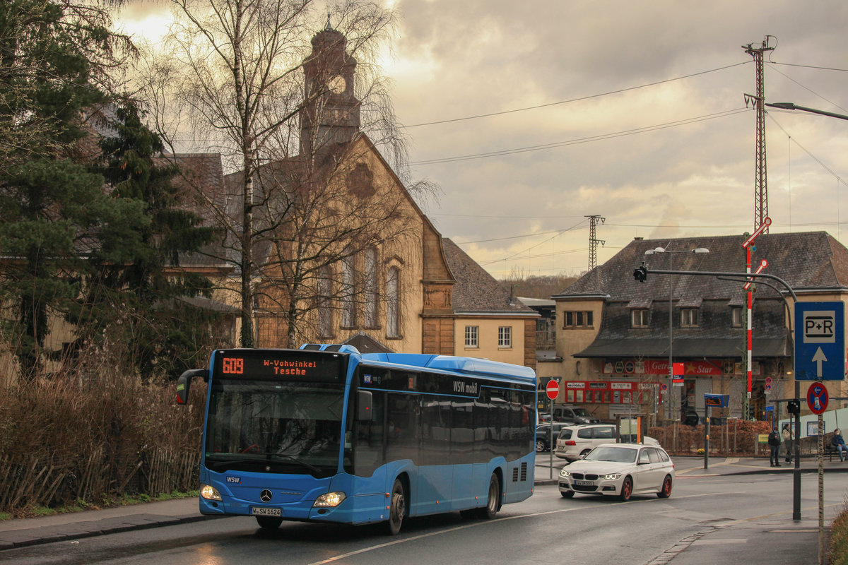 W-SW 1624, Mercedes-Benz O 530 LE Citaro C2, 609 Wpt-Vohwinkel Tesche, 16.03.2021, Wuppertal-Vohwinkel Bahnhof 