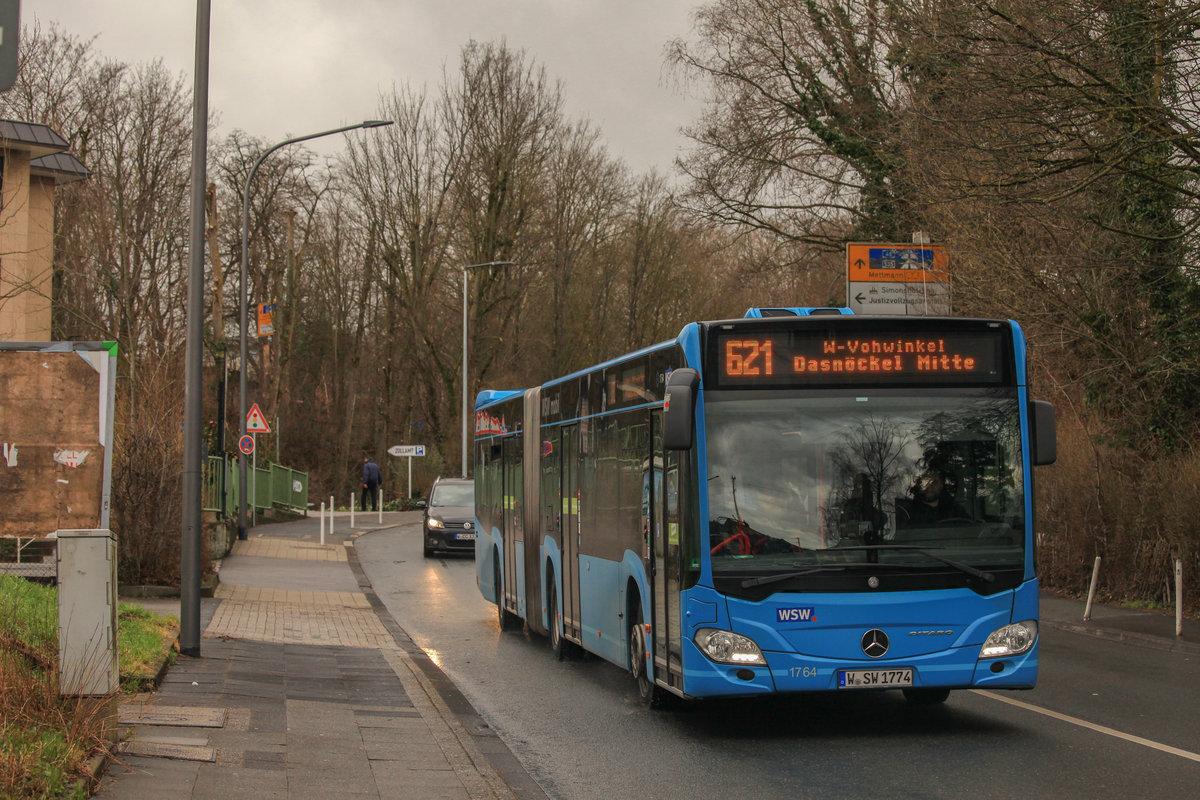 W-SW 1774, Mercedes-Benz O530 G Citaro C2, 621 nach Wpt-Vohwinkel Dasnöckel Mitte, 16-03-2021, Wuppertal-Vohwinkel Bahnhof