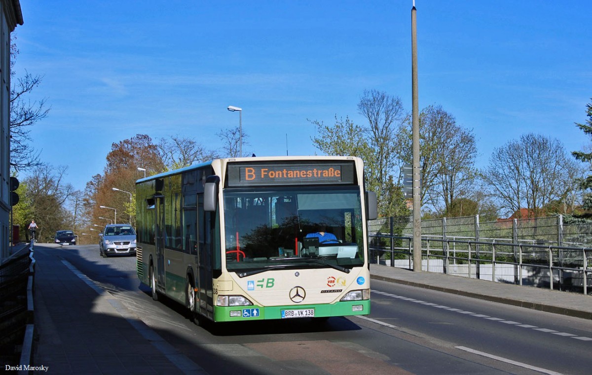 Wagen 538 der VBBr auf dem Weg zur Ziegelstraße. 24.04.2015 (Citaro I) 