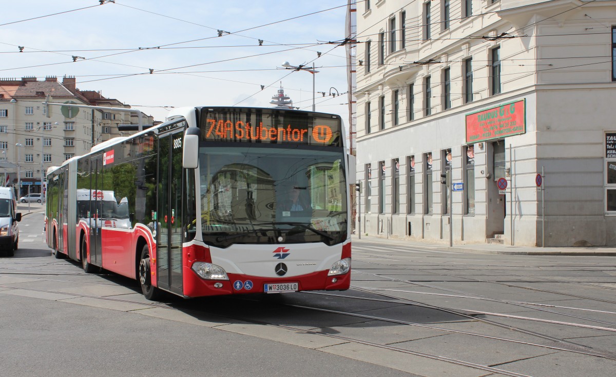 Wien Wiener Linien Buslinie 74A (Mercedes Benz Citaro) Landstraßer Hauptstraße / Rennweg am 1. Mai 2015.