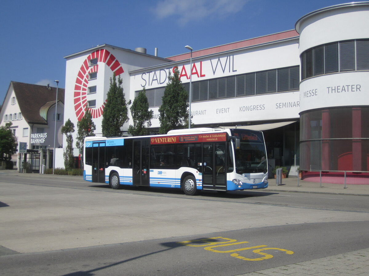 WilMobil Nr. 257/SG 309 232 (Mercedes Citaro C2 O530) am 2.9.2022 beim Bhf. Wil SG