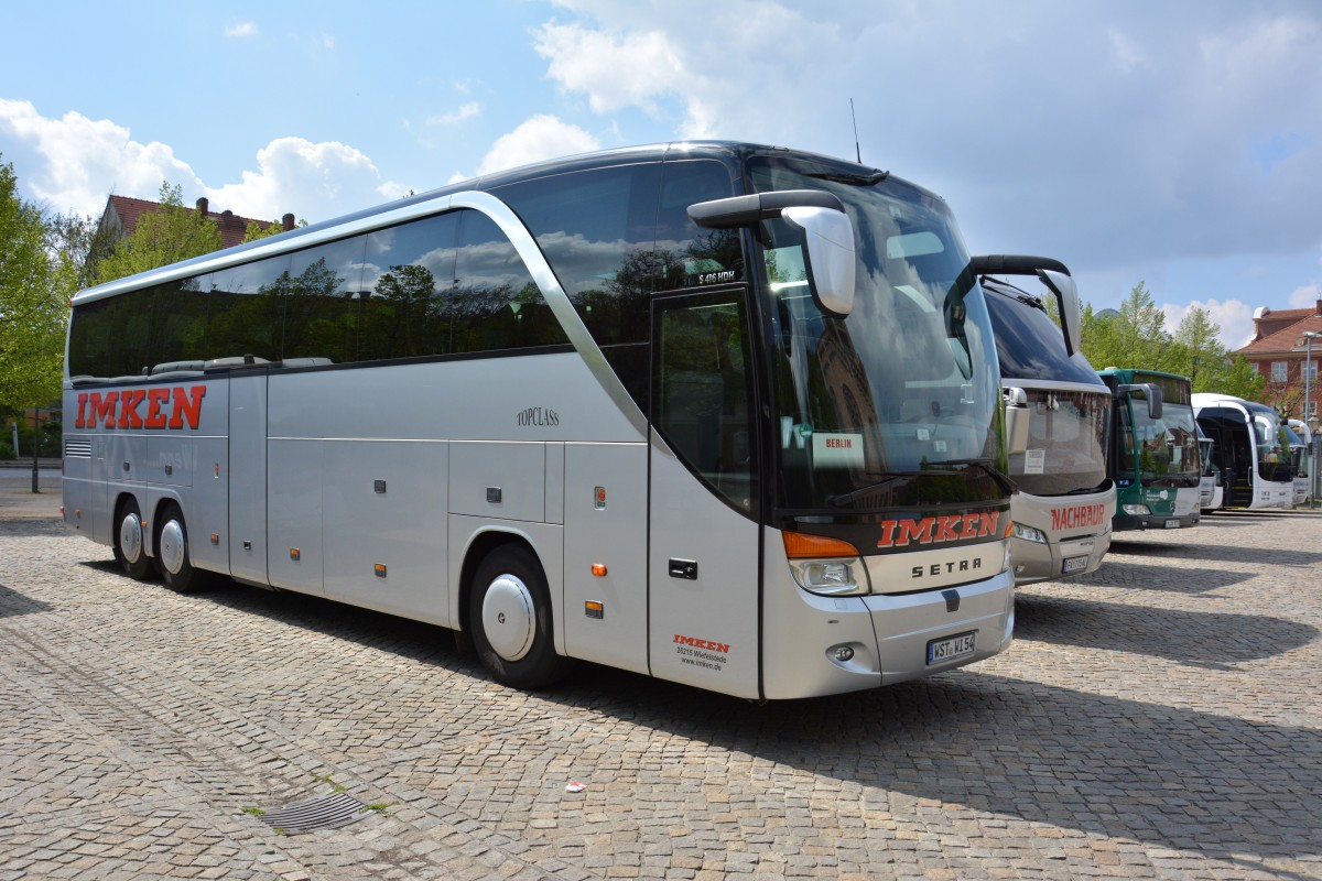 WST-WI 54 (Setra S 416 HDH) steht am 01.05.2015 auf dem Bassinplatz in Potsdam.
