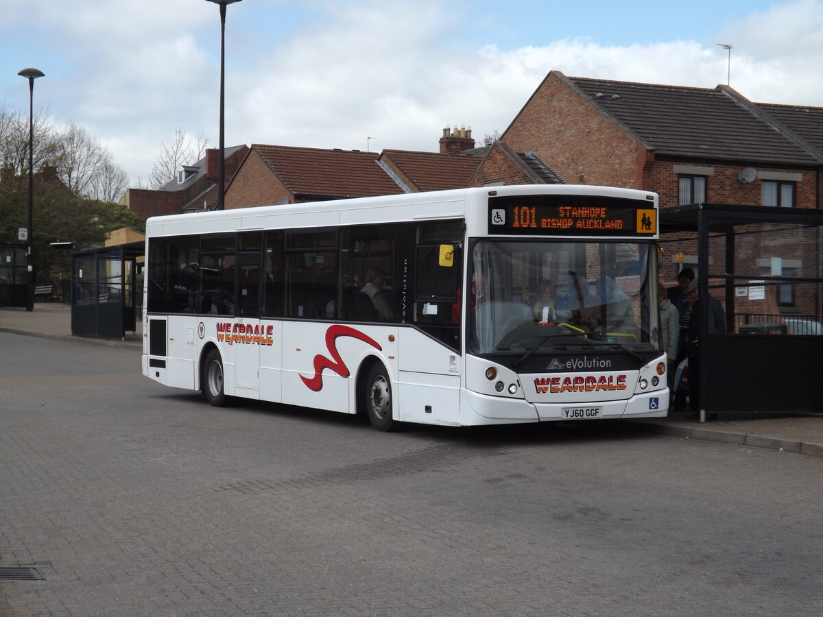 YJ 60 GGF
2011 VDL SB180
MCV Evolution B36F
Weardale Motor Service, Stanhope, County Durham, UK.

New to Reay's of Wigton, Cumbria, it is seen here in the original Bishop Auckland Bus Station, County Durham, UK, on 18th April 2015.