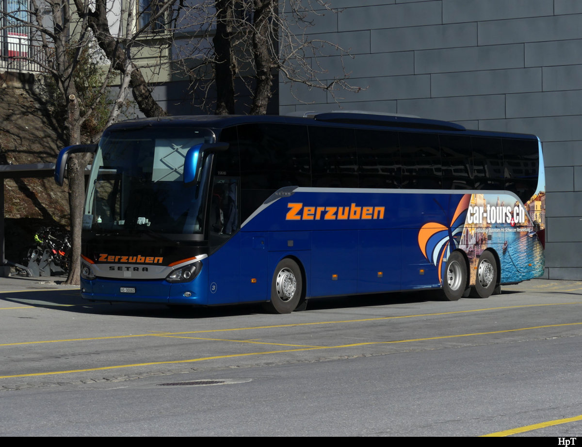 Zerzuben - Reisecar  Setra S 516 HD  VS  30060 beim Bahnhof in Brig am 28.02.2021