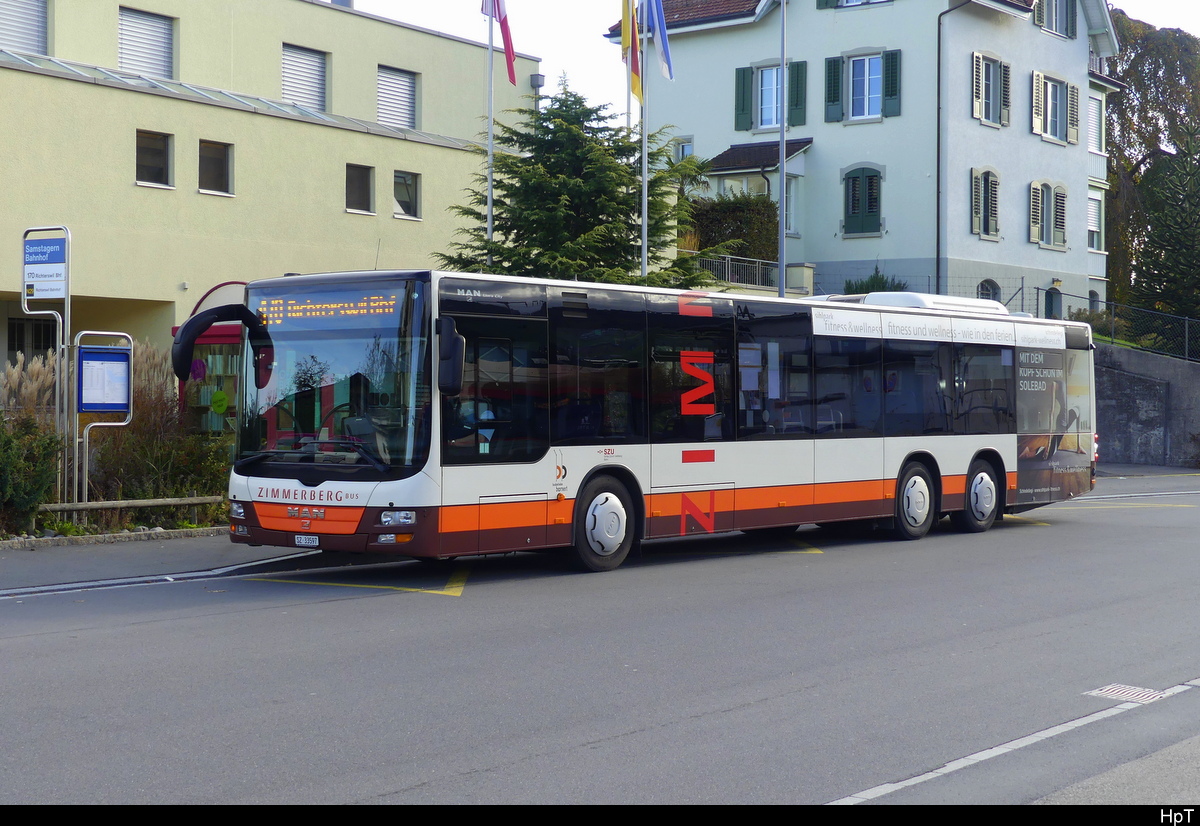 Zimmerberg Bus - MAN Lion`s City  SZ 33597 in Samstagern am 23.10.2022