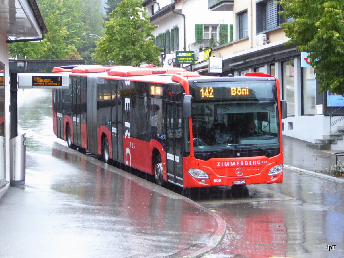 Zimmerberg - Mercedes Citaro Nr.606  ZH  481545 im Regen unterwegs in Thalwil am 14.09.2017