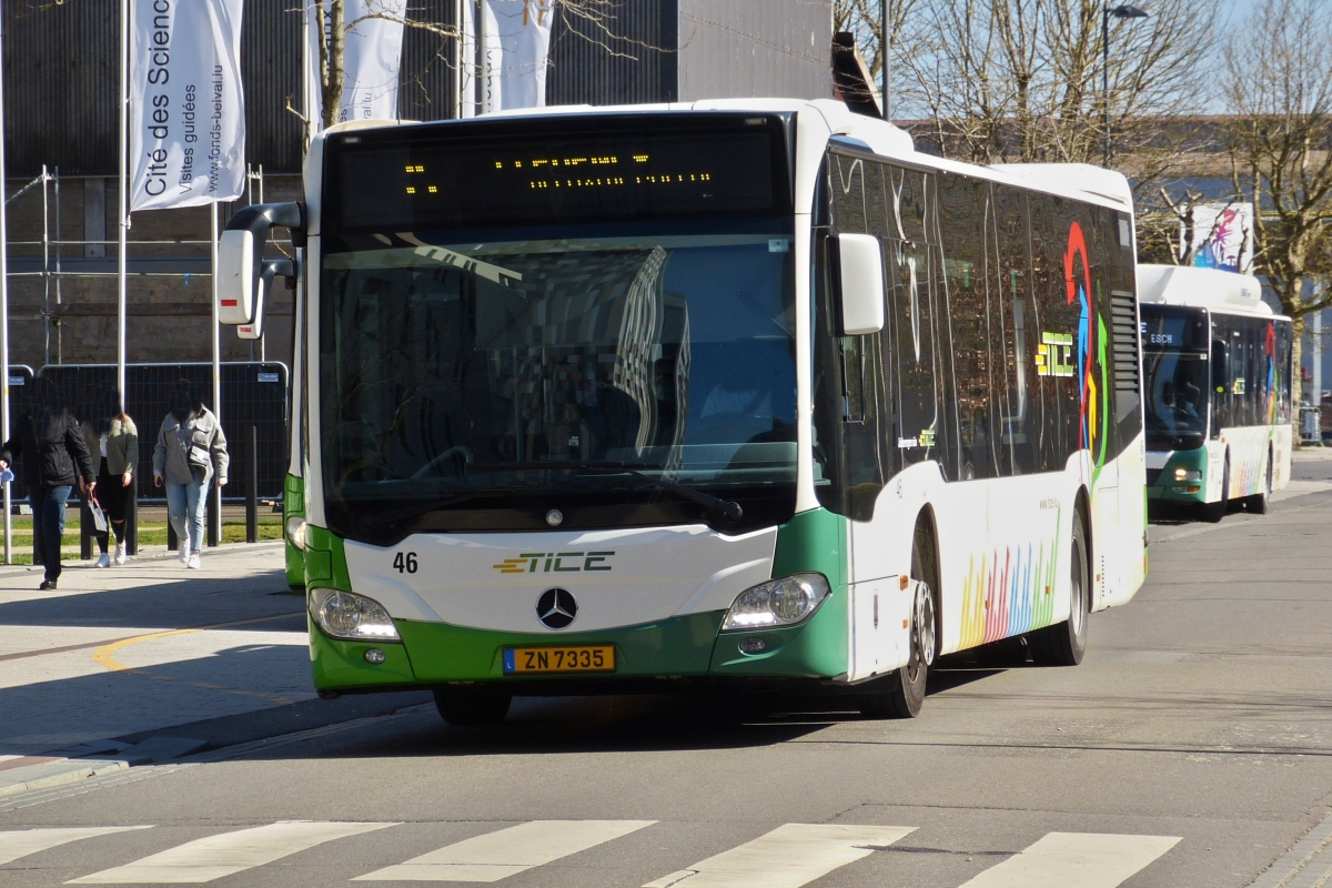 ZN 7335, Mercedes Benz Citaro vom Tice, unterwegs nahe dem Belval Plazza. 24.03.2021