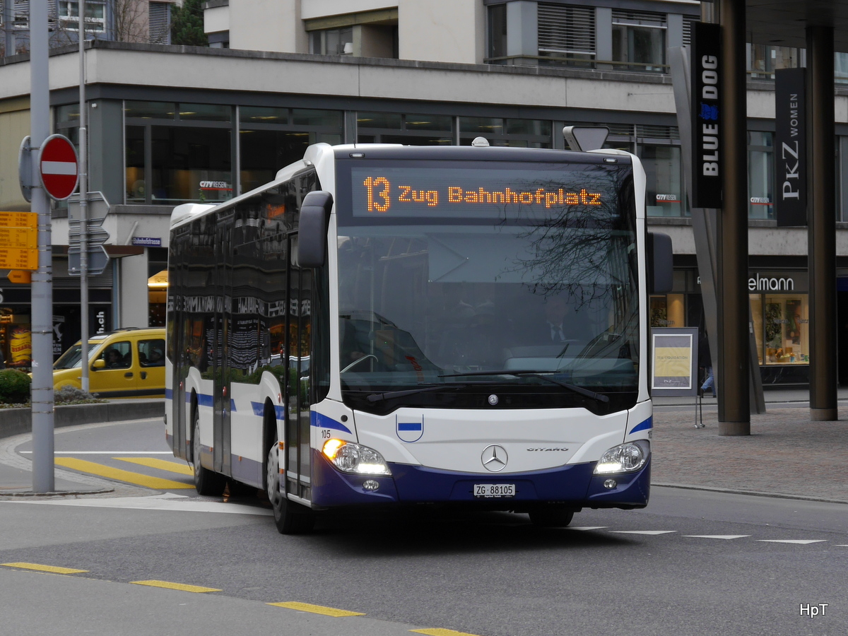 ZVB - Mercedes Citaro  Nr.105  ZG  88105 unterwegs auf der Linie 13 in der Stadt Zug am 01.12.2015