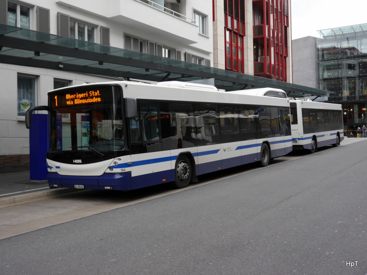 ZVB - Scania-Hess Nr.164  ZG 88164 unterwegs auf der Linie 1 vor dem Bahnhof Zug am 01.12.2015