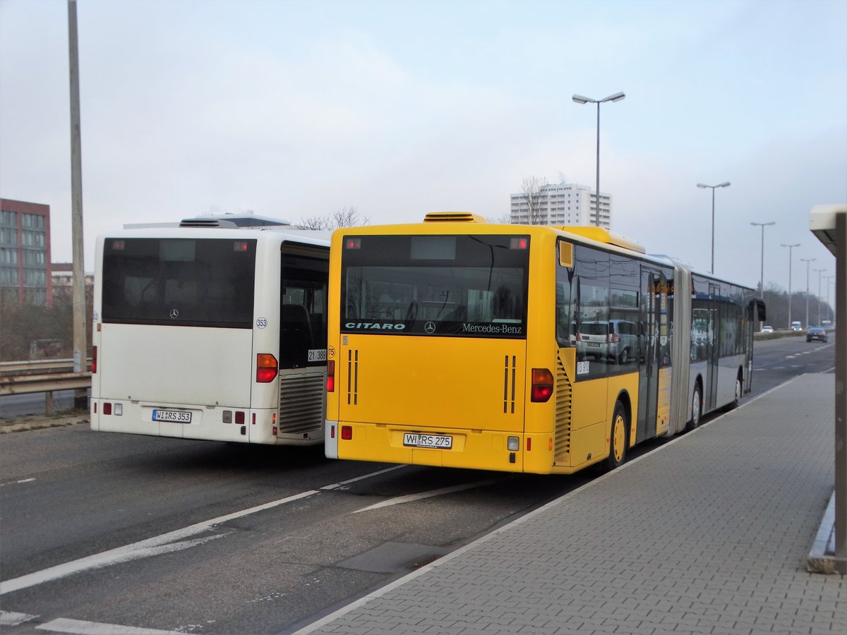 Zwei Autobus Sippel Mercedes Benz Citaro 1 G am 02.12.17 in Mainz als Stadionverkehr