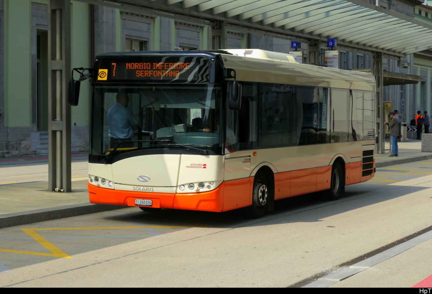 AMSA - Solaris Urbino Nr.34 TI 260034 unterwegs auf der Linie 7 in Chiasso am 18.04.2026