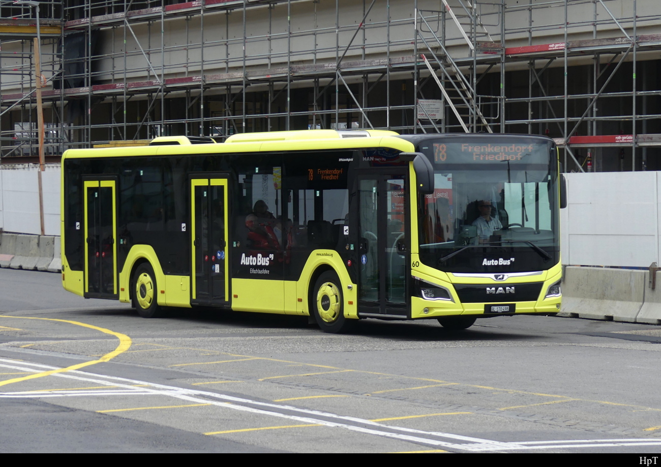 Auto Bus AG Liestal - MAN Lion`s City Hybrid  Nr.60  BL  170498 bei den Provisorischen Haltestellen beim Bhf. Liestal am 08.04.2023