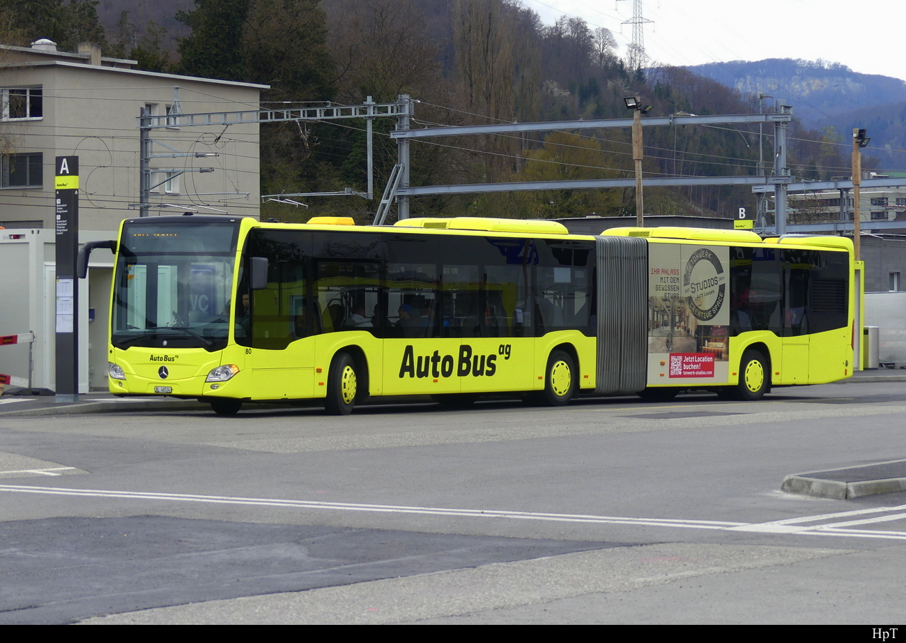 Auto Bus AG Liestal - Mercedes Citaro Nr.80  BL 46534 bei den Provisorischen Haltestellen beim Bhf. Liestal am 08.04.2023
