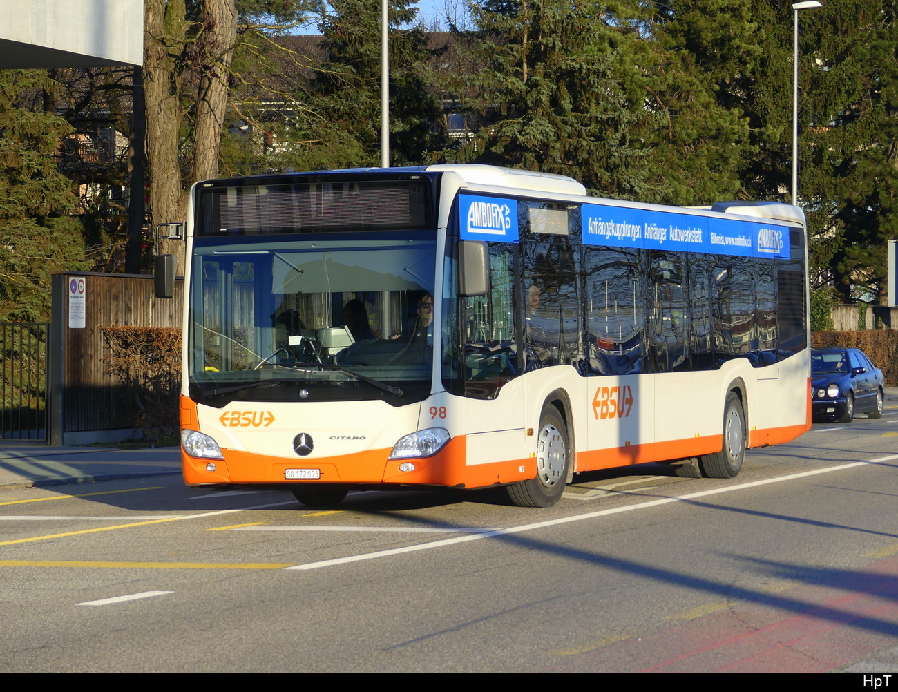 BSU - Mercedes Citaro  Nr.98 unterwegs in Solothurn vor dem Bhf. Bahnhof am 21.01.2024