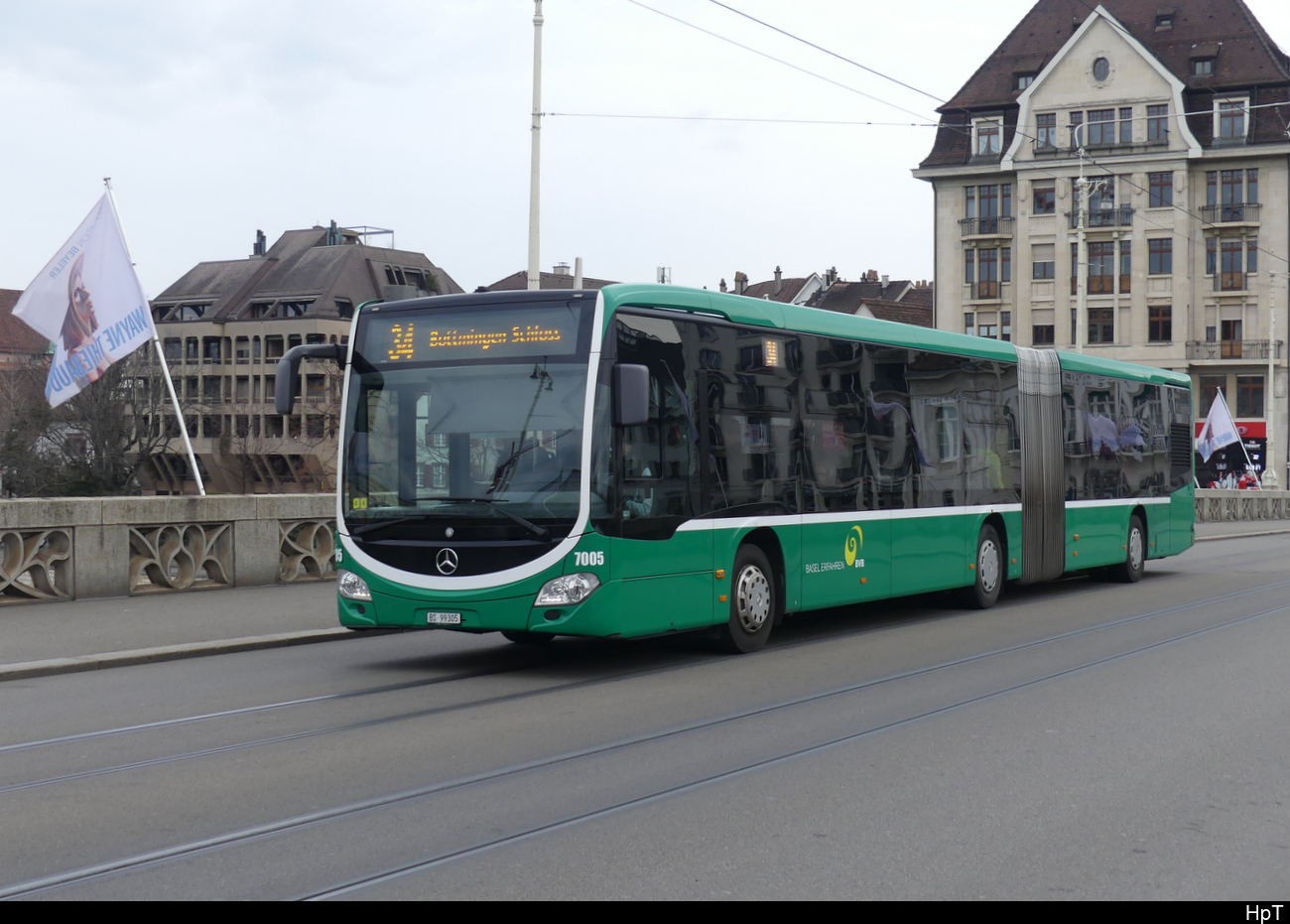 BVB - Mercedes Citaro Nr.7005  BS 99305 unterwegs in Basel am 19.03.2023
