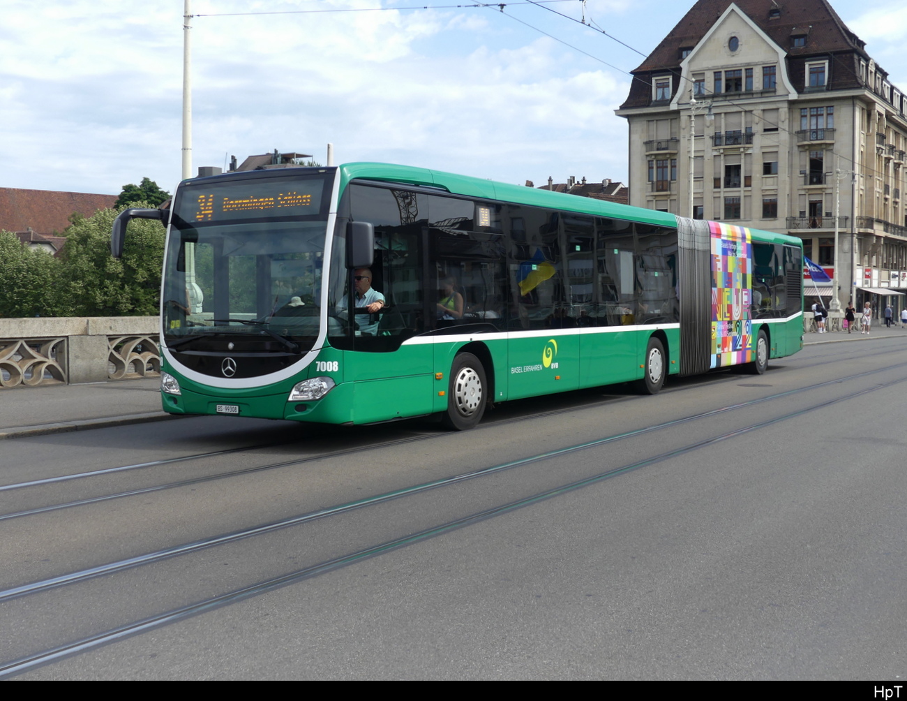 BVB - Mercedes Citaro Nr.7008  BS 99308 unterwegs aus der Linie 34 in Basel am 17.07.2023