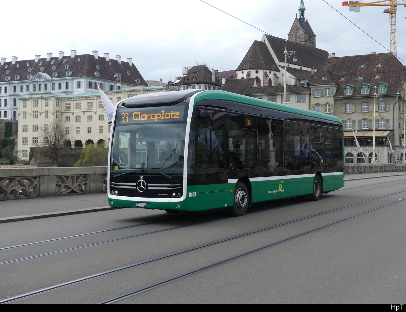 BVB - Mercedes e Citaro Nr.8105  BS 99605 unterwegs in Basel am 19.03.2023