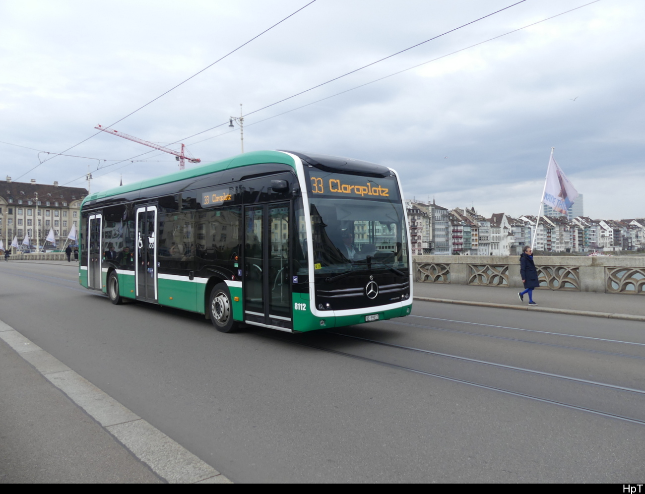 BVB - Mercedes e Citaro Nr.8112  BS 99612 unterwegs in Basel am 19.03.2023