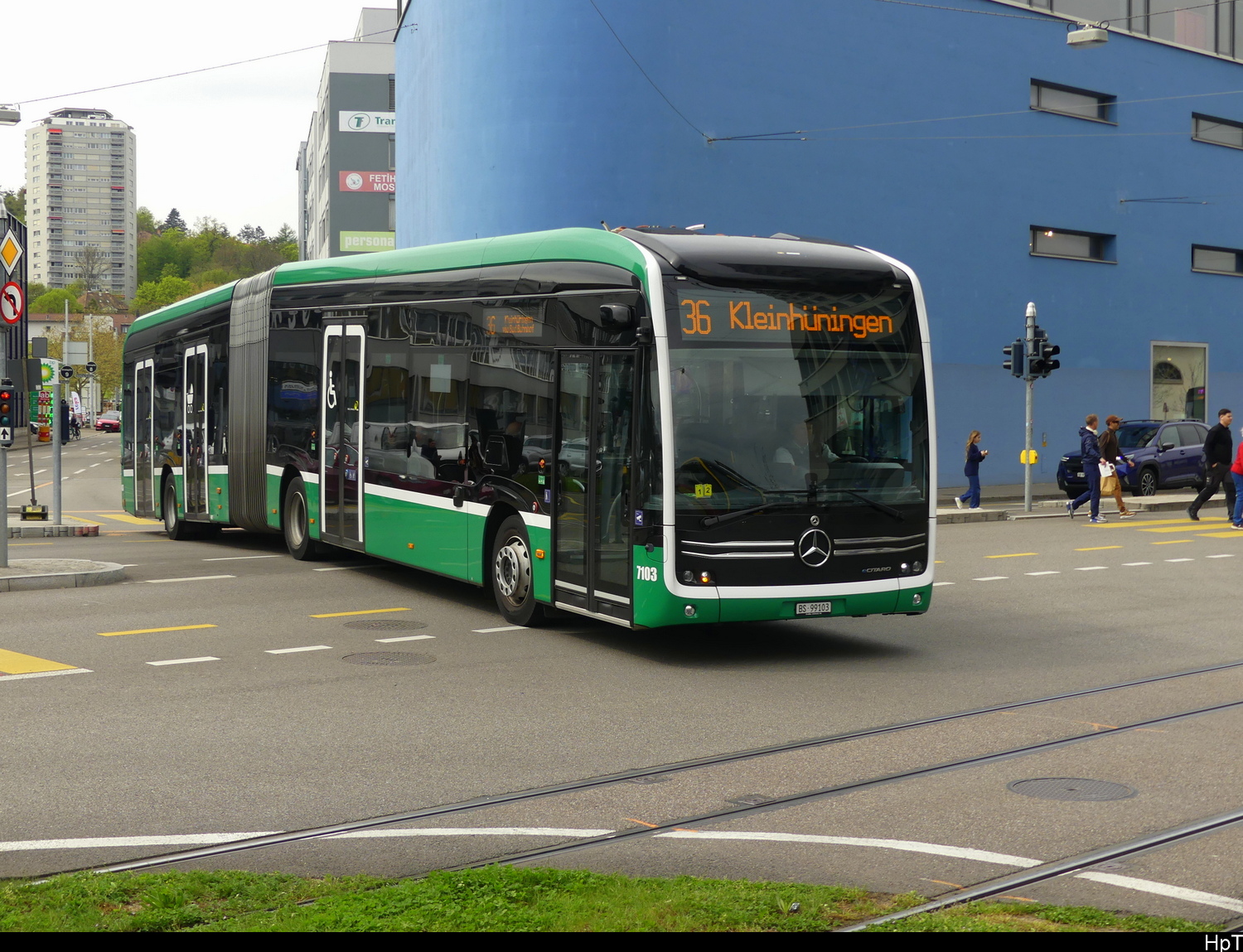 BVB - Mercedes e Citaro Nr.7103  BS 99103 unterwegs auf der Linie 36 in Basel am 10.04.2026