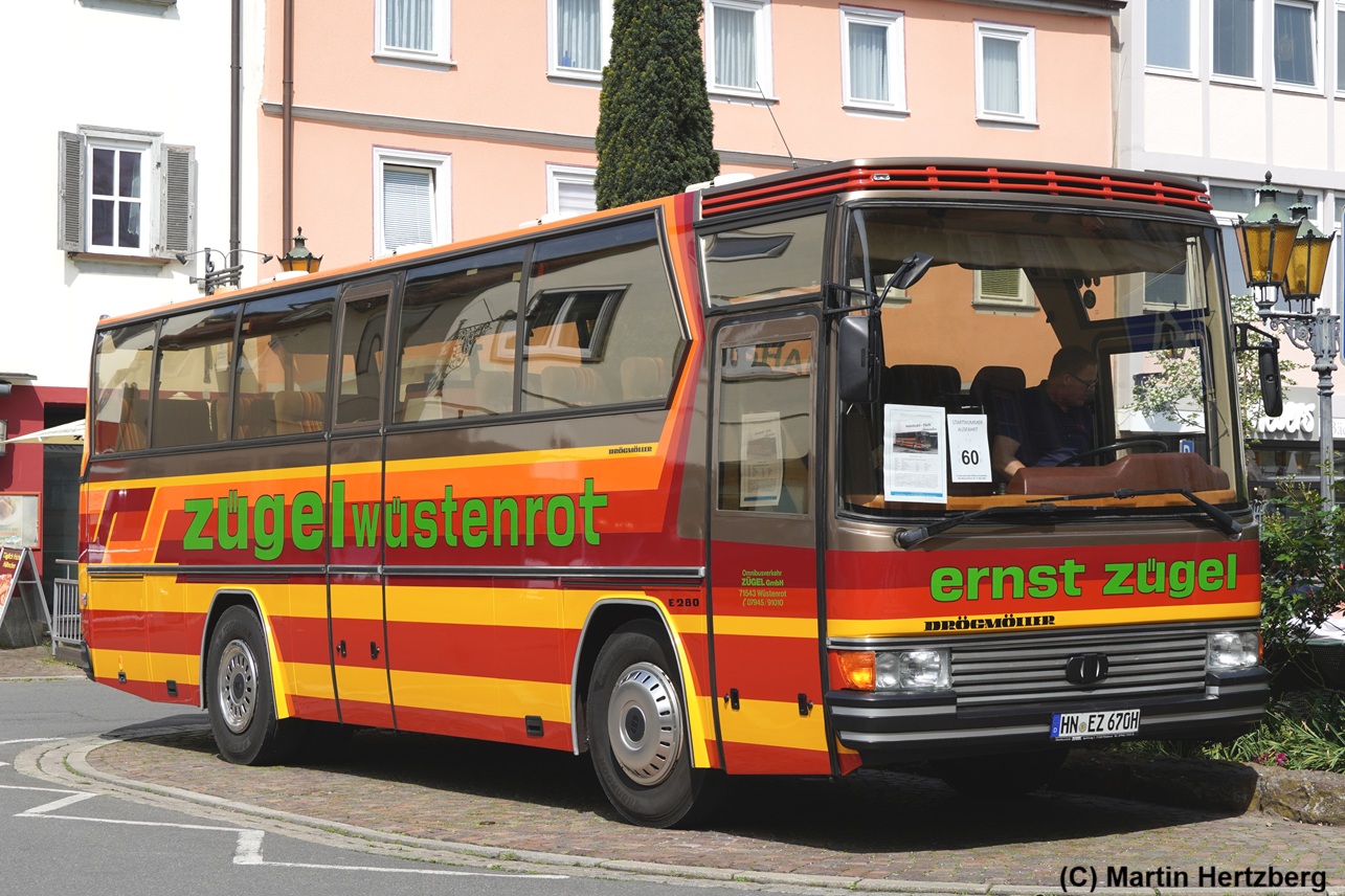 Dr�gm�ller E 280 Bj. 1985 Z�gel, Oldtimerbustreffen Bad Mergentheim Mai 2026