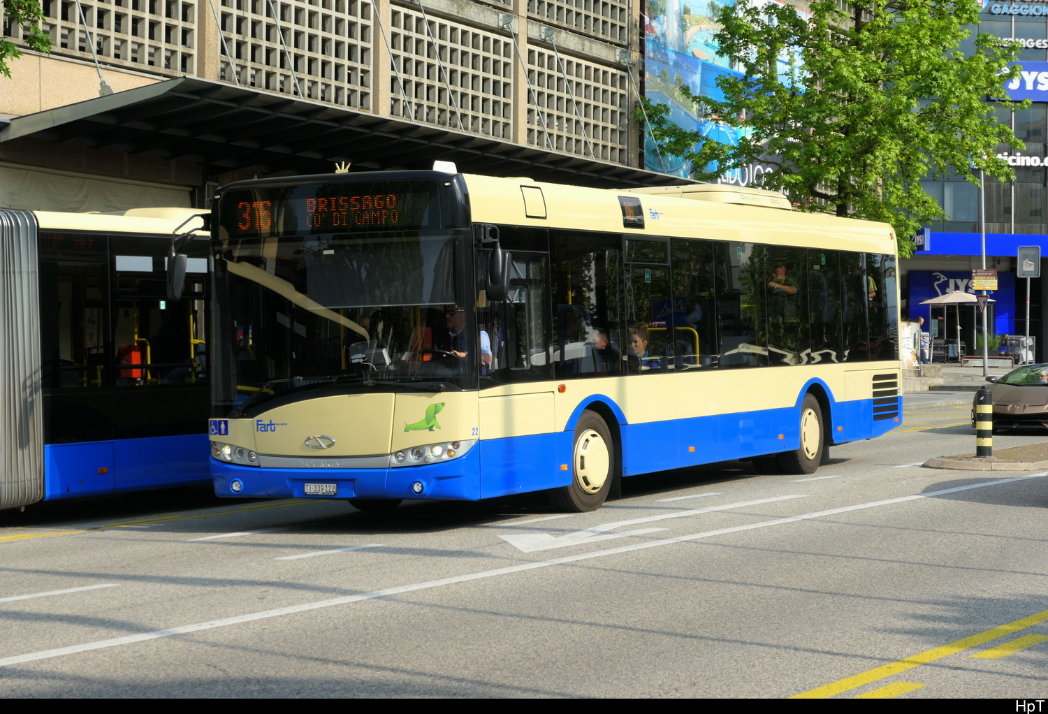 FART - Solaris Urbino Nr.22  TI 339122 unterwegs auf der Linie 316 in Locarno am 18.04.2026