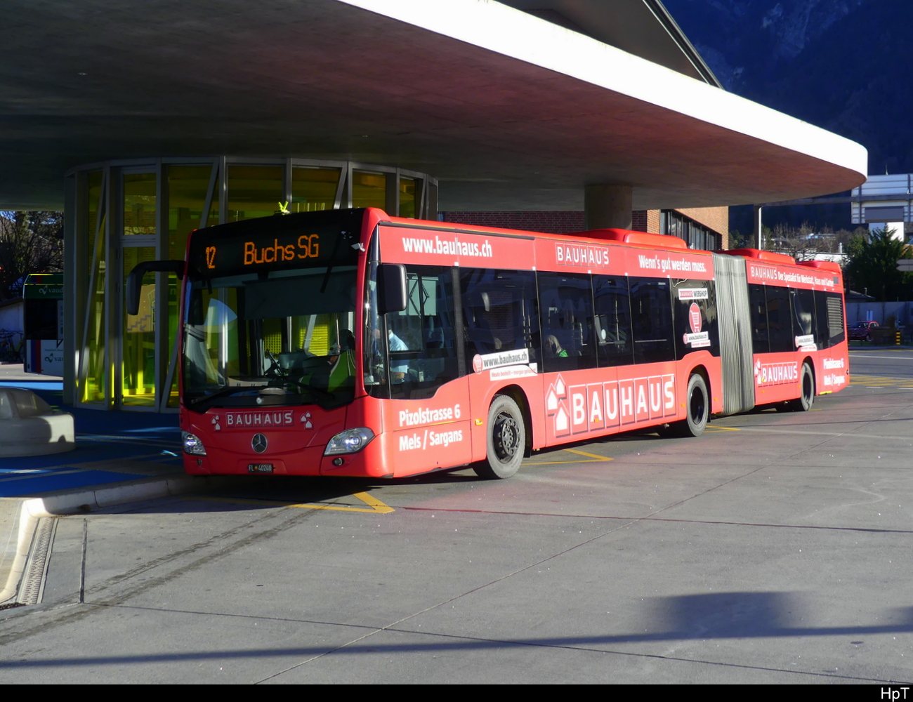 LieMobil - Mercedes Citaro  FL 40240 unterwegs auf der Linie 12 in Schaan am 27.12.2023