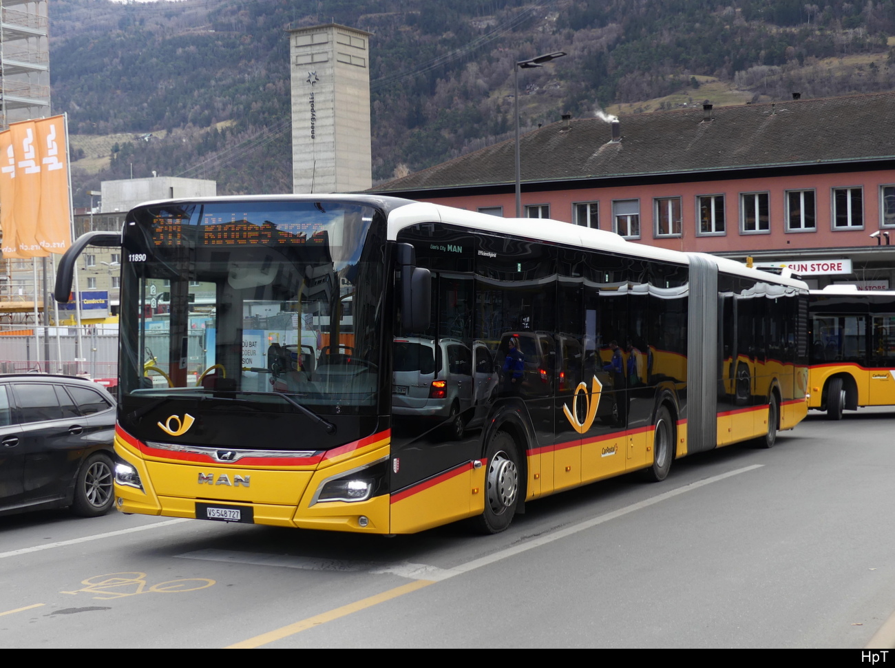 Postauto - MAN Lion`s City Hybrid  VS  548727 in Sion am 26.02.2023