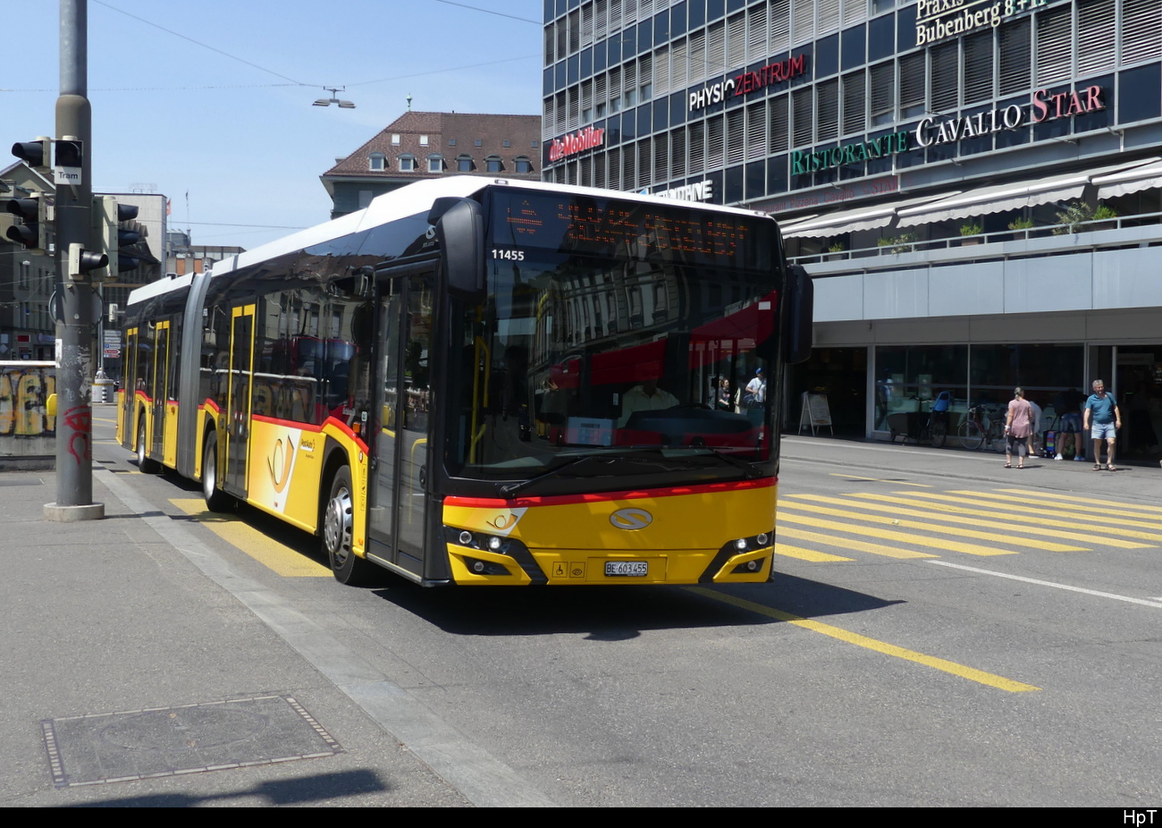 Postauto - Solaris Urbino  BE 603455 unterwegs in der Stadt Bern am 2023.06.17