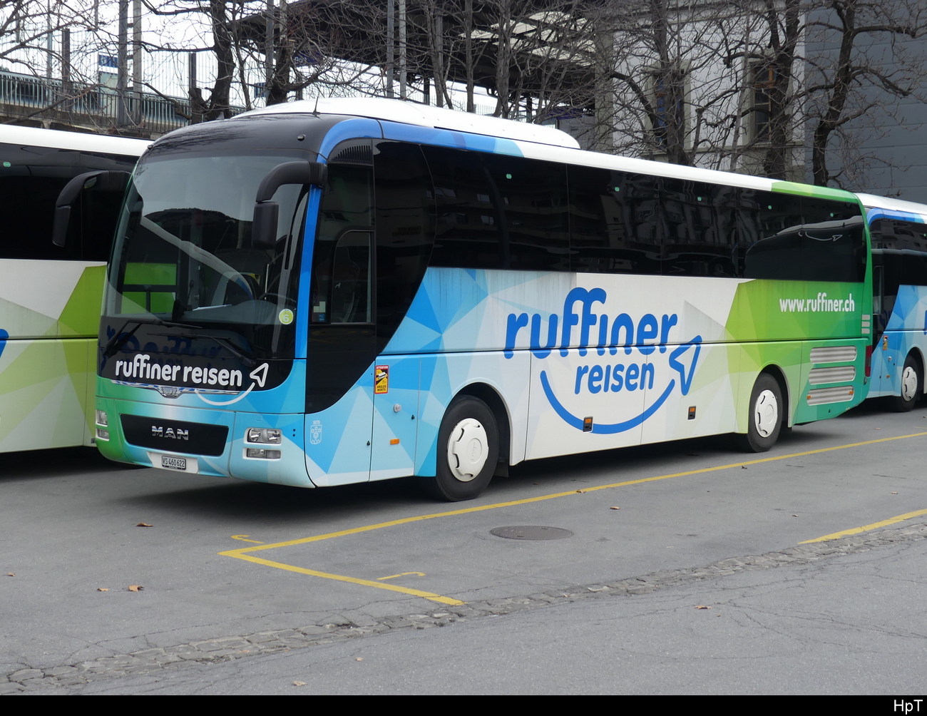 ruffiner reisen - MAN Lion`s Coach  VS  460622 in Brig unterwegs für die MGB als Bahnersatz am 26.02.2023