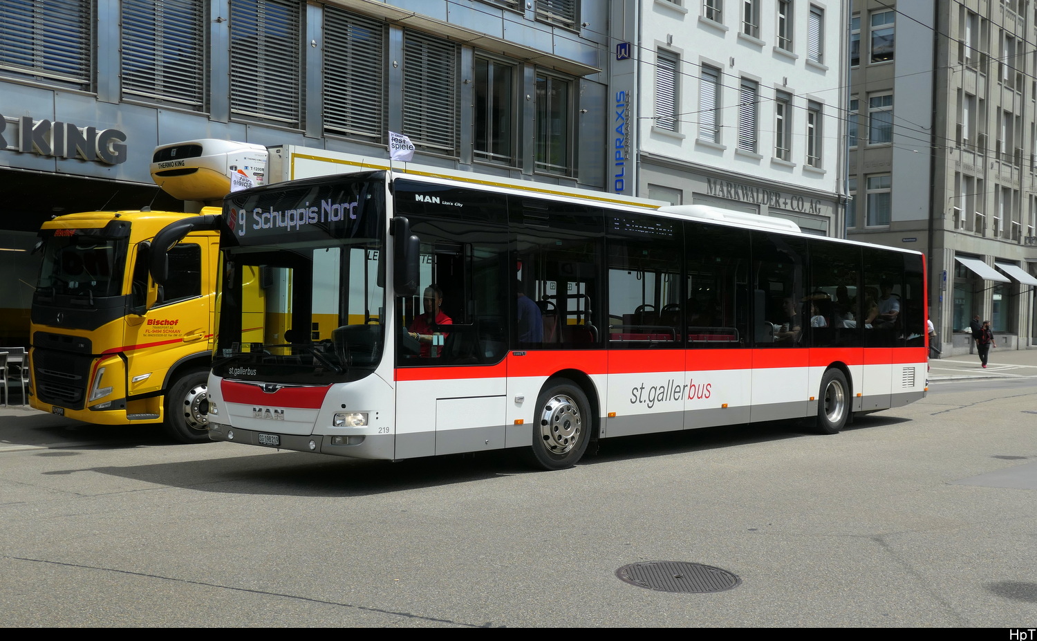 st.gallerbus - MAN Lion`s City  Nr.219 unterwegs auf der Linie 9 in der Stadt St. Gallen am 03.07.20206