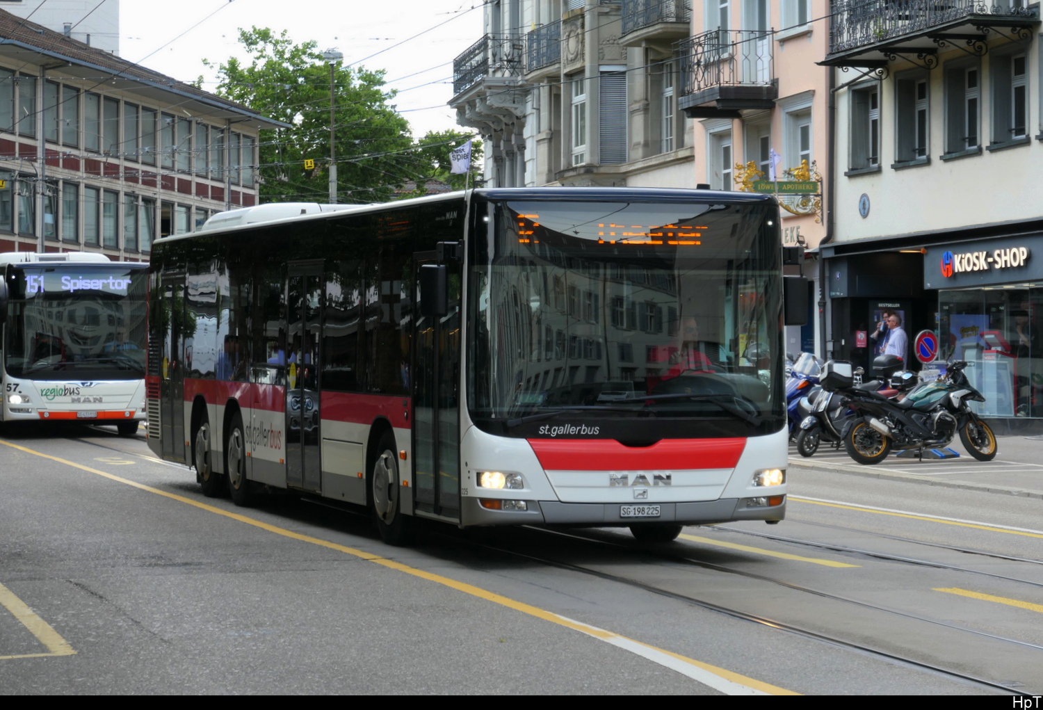 st.gallerbus - MAN Lion`s City  Nr.225 unterwegs  in der Stadt St. Gallen am 03.07.20206