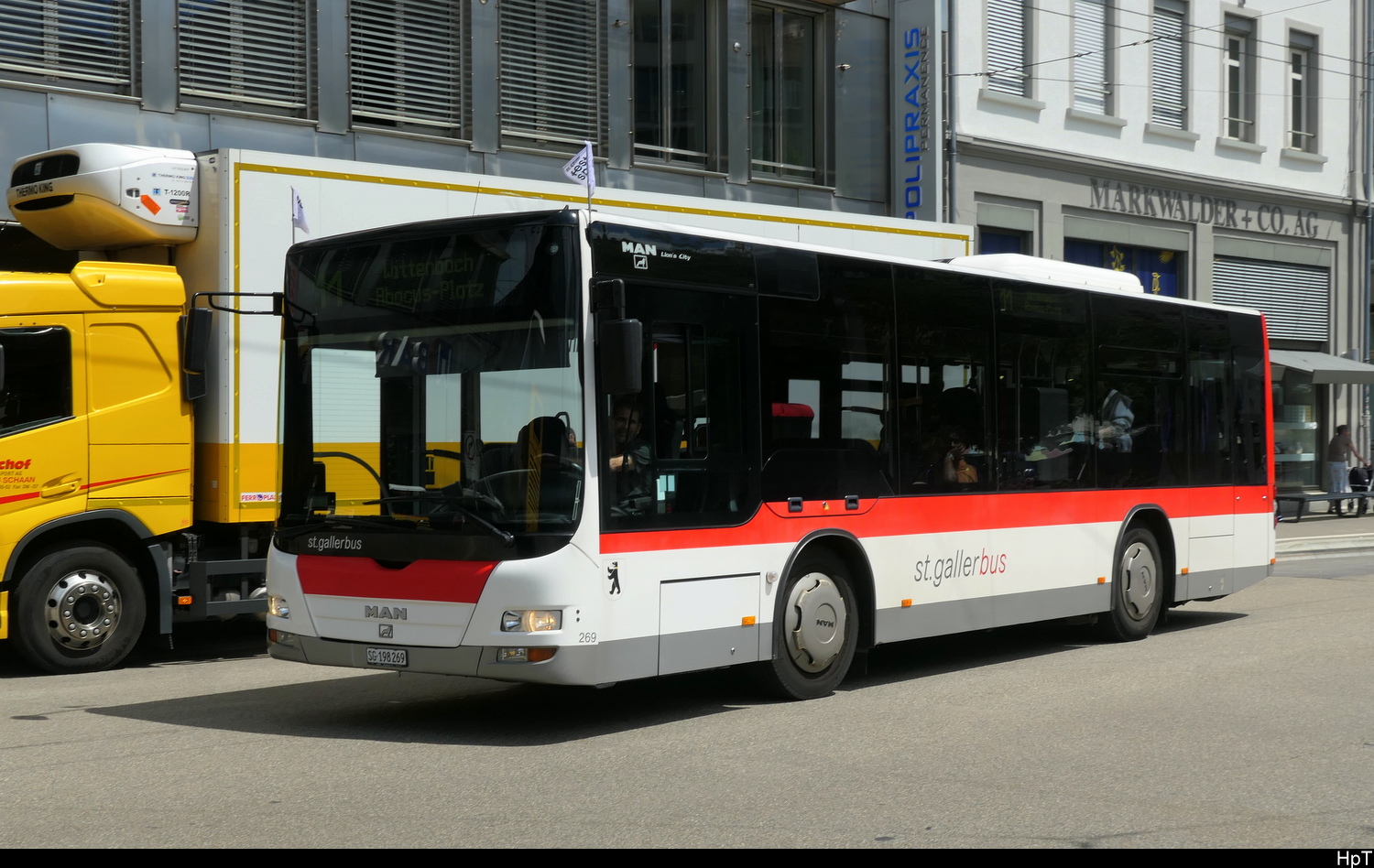 st.gallerbus - MAN Lion`s City  Nr.269 mit Anh�nger unterwegs auf der Linie 11 in der Stadt St. Gallen am 03.07.20206