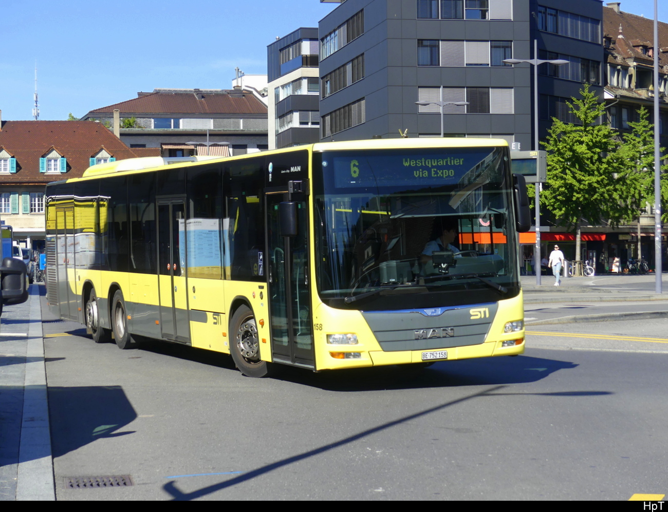 STI - MAN Lion`s City  Nr.158 unterwegs in Thun beim Bahnhof Thun am 29.09.2023