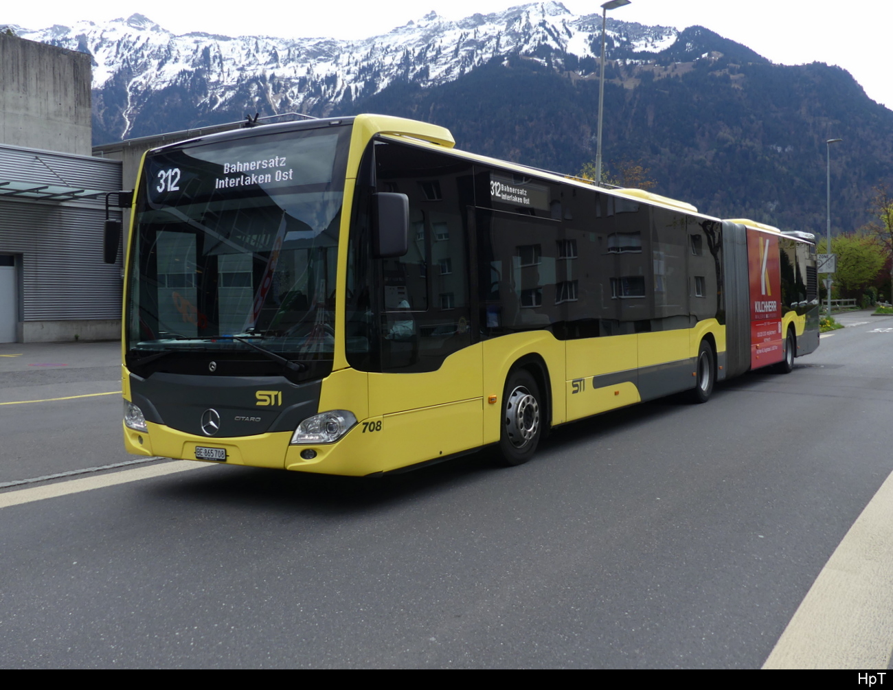 STI - Mercedes Citaro Nr.708 in Interlaken als Bahnersatz für die BOB auf den Linien Interlaken - Grindelwald / Interlaken - Lauterbrunnen am 22.04.2023
