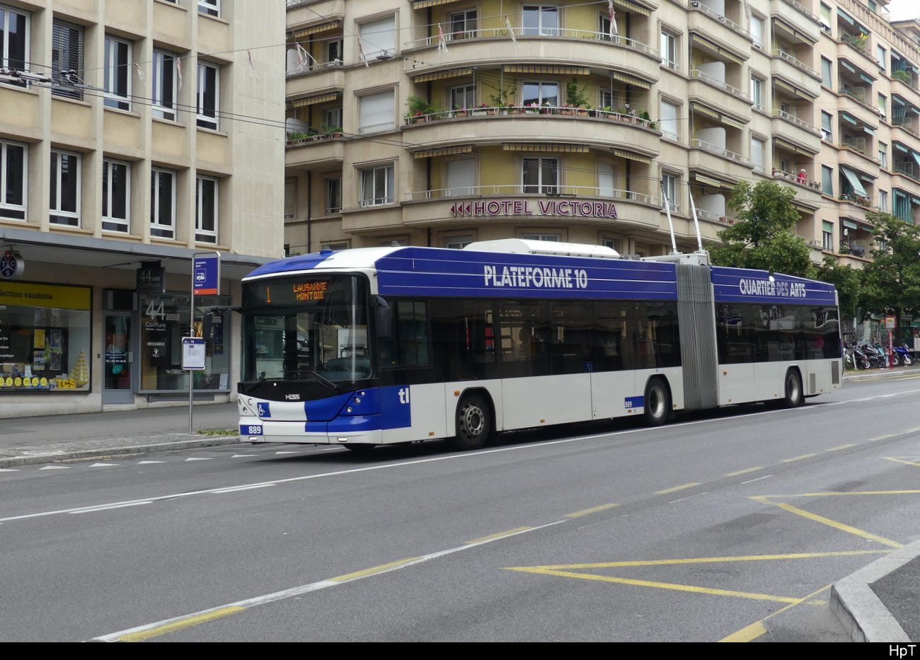 TL - Hess Trolleybus Nr.889 unterwegs in Lausanne am 02.07.2023
