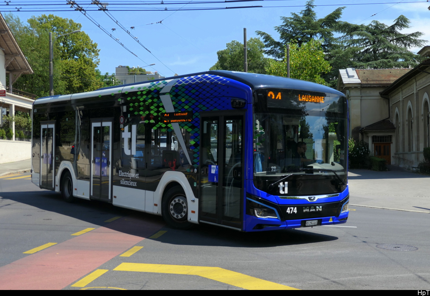 tl - MAN Lion`s City e  Nr.474 unterwegs auf der Linie 24 in Lausanne am 18.07.2026