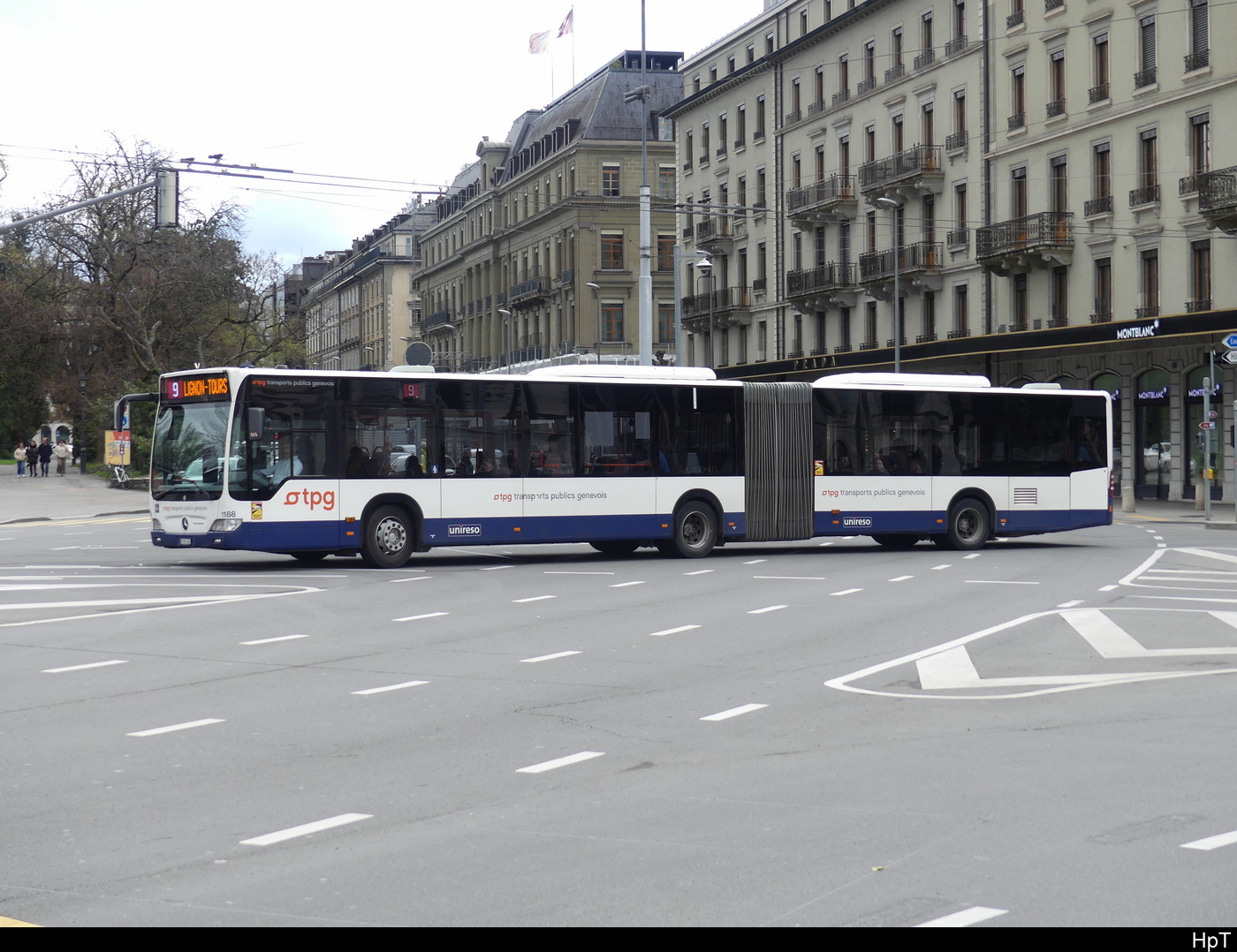 tpg - Mercedes Citaro Nr.1188  GE 961262 unterwegs auf der Linie 9 in der Stadt Genf am 24.03.2024