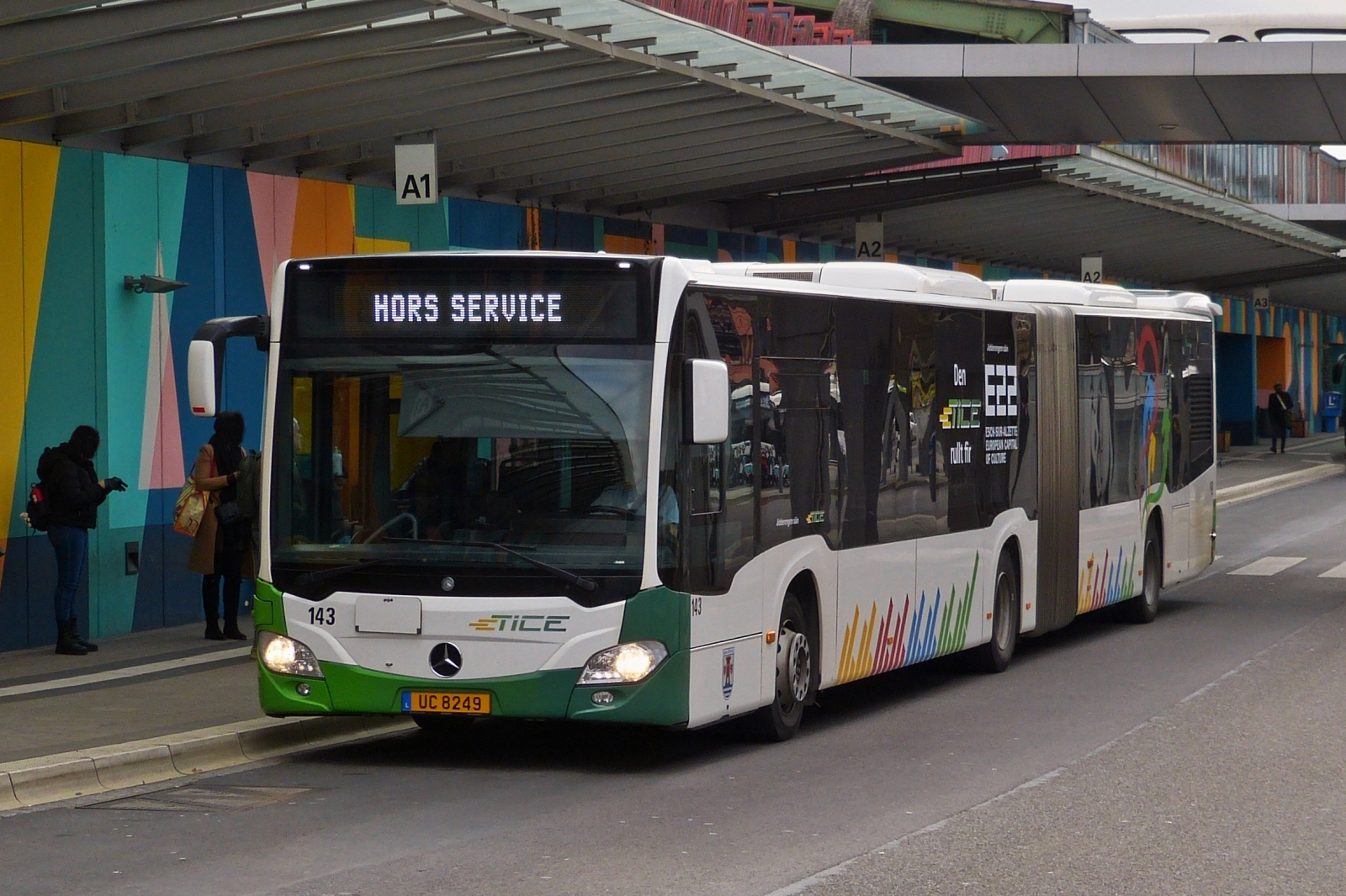 UC 8249, MB Citaro vom Tice, macht eine Pause am Busbahnhof in Esch Alzette. 02.2023