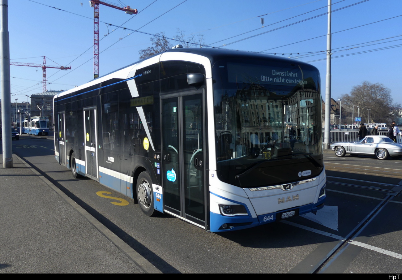 VBZ - MAN Lion`s City E  Nr.644  ZH  965644 unterwegs in Zürich am 12.02.2023