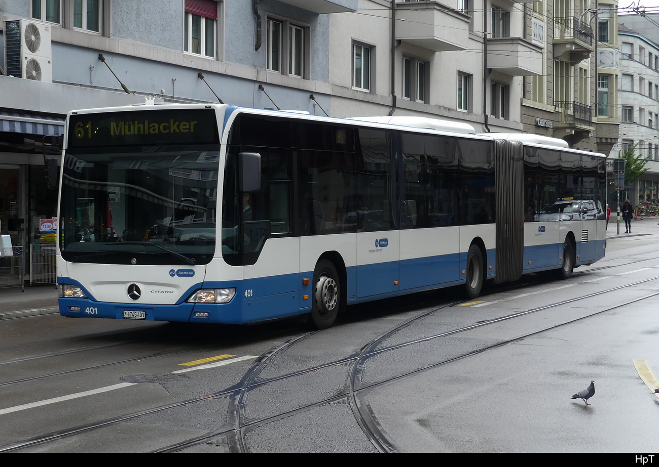 VBZ - Mercedes Citaro Nr.401 unterwegs auf der Linie 61 in Zürich Oerlikon am 13.05.2023