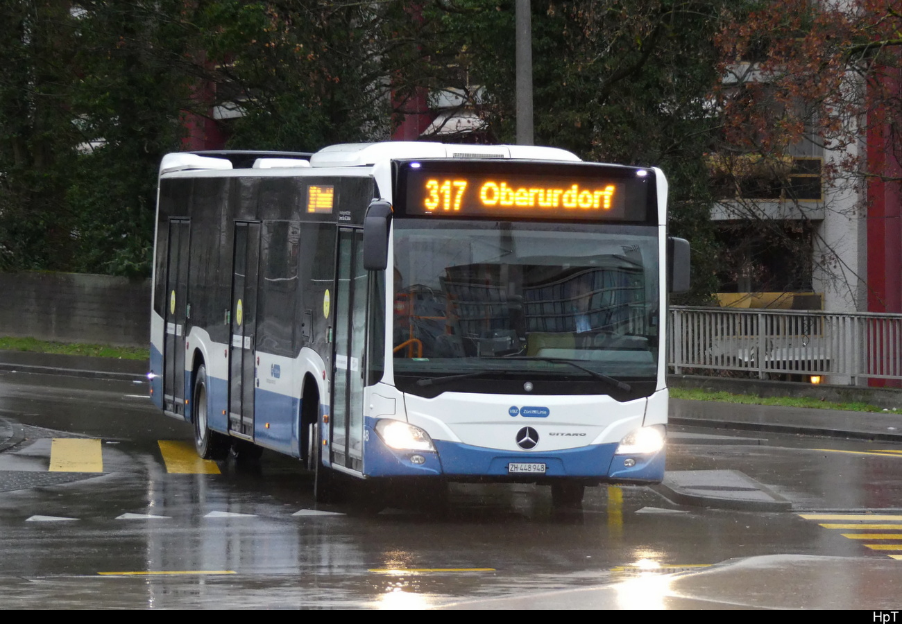 VBZ - Mercedes Citaro  Nr.48 ZH  448948 unterwegs in Schlieren am 15.01.2023