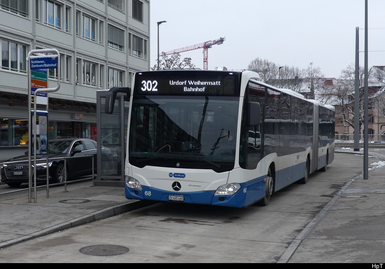 VBZ - Mercedes Citaro Nr.68 in ZH Schlieren am 17.12.2022