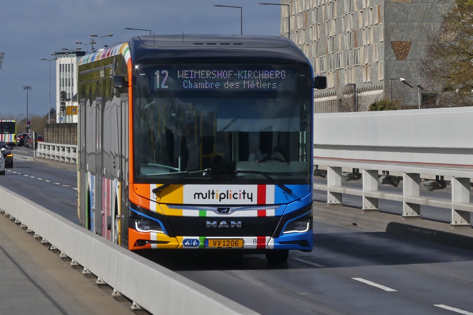 VV 1206, MAN Lions City e, vom VDL, aufgenommen auf der Roten br�cke in der Stadt Luxemburg. 03.2026
