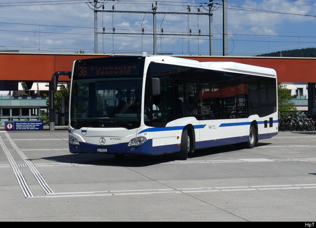 Zugerland - Mercedes Citaro Nr.151  ZG 88151 unterwegs auf der Linie 36 in Baar am 15.07.2023