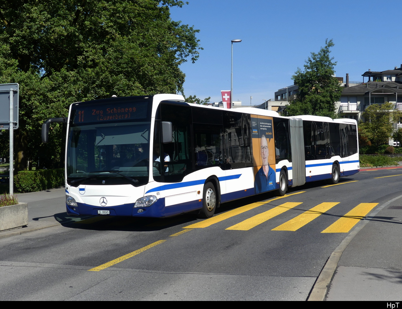 Zugerland - Mercedes Citaro Nr.65  ZG 88065 unterwegs auf der Linie 11 in Zug am 15.07.2023